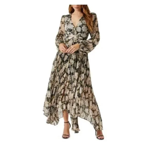 Astr | Dresses | Astr Womens Beige Cutout Handkerchief Hem Long Sleeve Maxi  Fit Flare Dress M | Poshmark
